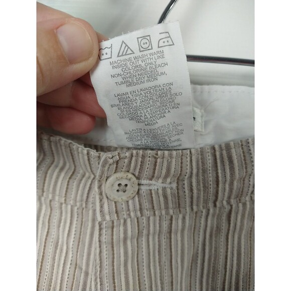 Lee Woman 10M Capri Pants Brown Pinstriped Straight Slit Leg Casual Business - Picture 6 of 11